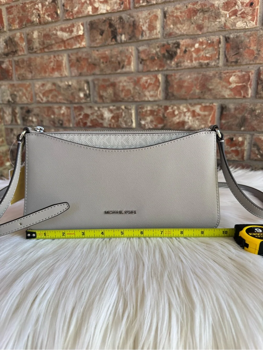 Michael Kors Pebbled Leather Crossbody in Light Gray